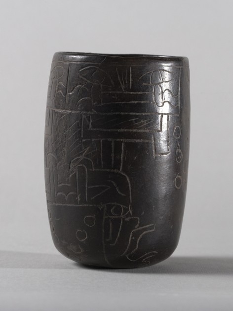 Cylindrical Vase With Incised Frontal View Of A Deity Y1985 20