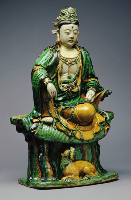 Chinese folk art shops Yueqing boxwood carving figure: cartoon Guanyin Bodhisattva