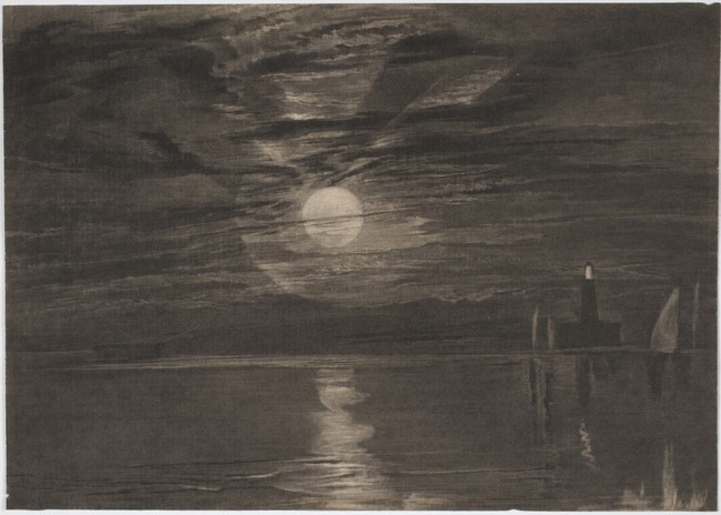 Moon and cheapest Lights, Original Mezzotint