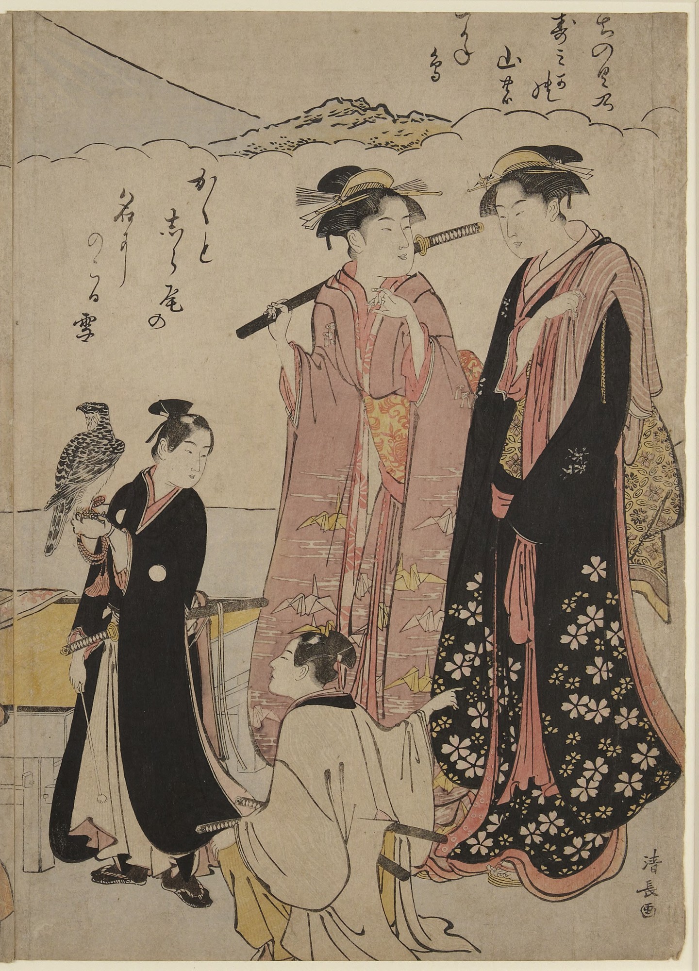 Lucky New Year Dreams: Fuji, Falcon, and Eggplant (Hatsuyume 
