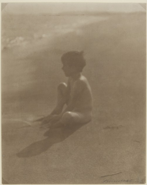 Untitled (Nude boy sitting on beach) (x1983-221)