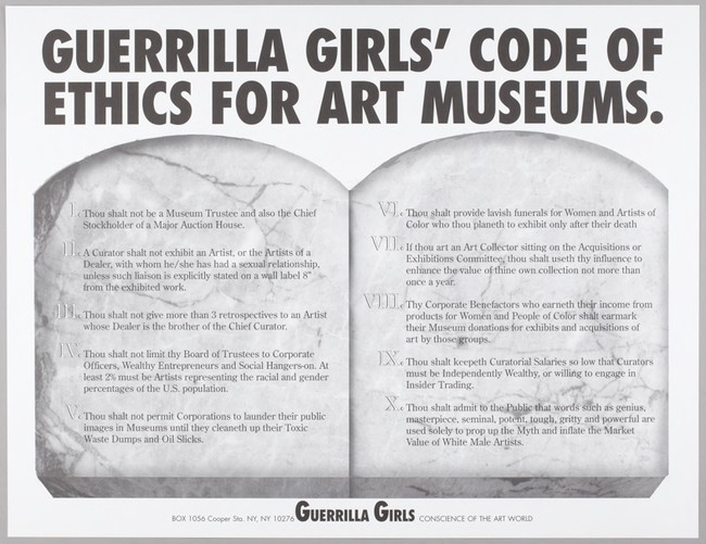 Guerrilla Girl S Code Of Ethics For Art Museums 12 143 28