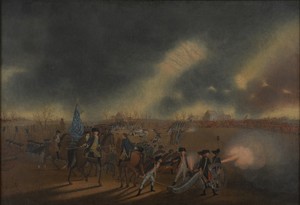 James Peale, American, 1749 - 1831. The Battle of Princeton, ca. 1782. Oil on canvas. Princeton University, gift of Dean Mathey, Class of 1912, in 1951.