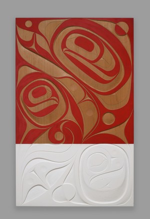 Rande Cook, Kwakwaka’wakw, born 1977: Our Home, 2018. Red cedar and acrylic. Museum purchase, Fowler McCormick, Class of 1921, Fund (2019-23). © Rande Cook