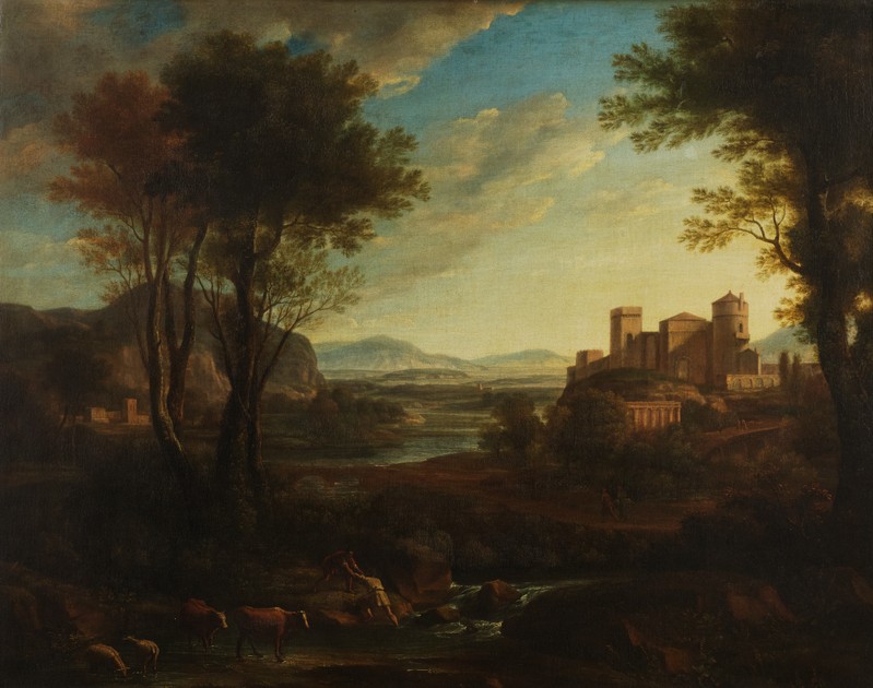 A Classical Landscape with Figures Crossing a Stream (2019-453)