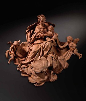 Terracotta sculpture of the Virgin and Child, made by Flemish artist Peter Scheemaeckers the Elder, between 1700 and 1702