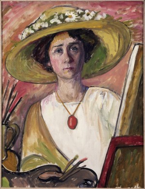 Gabriele Münter, German, 1877–1962: Self-Portrait in front of an easel, ca. 1908–09 (y1992-21). © 2012, Artist Rights Society (ARS), New York / VG Bild-Kunst / photo: Bruce M. White. 